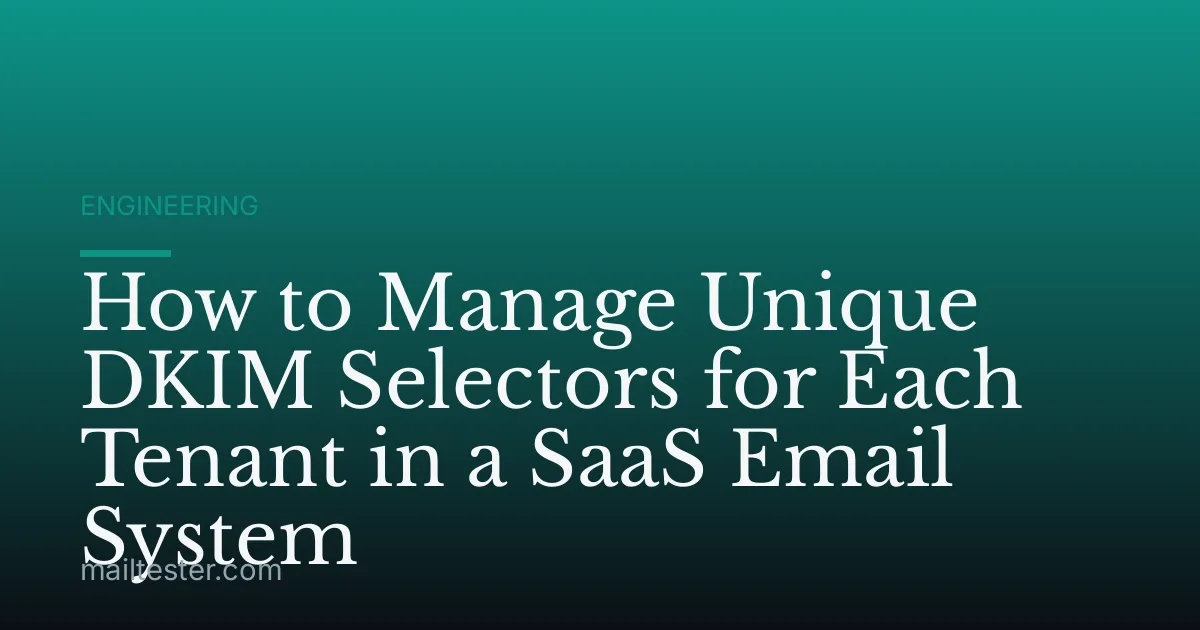 How to Manage Unique DKIM Selectors for Each Tenant in a SaaS Email System