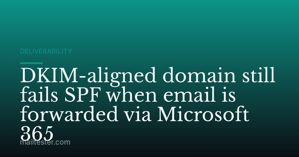 DKIM-aligned domain still fails SPF when email is forwarded via Microsoft 365
