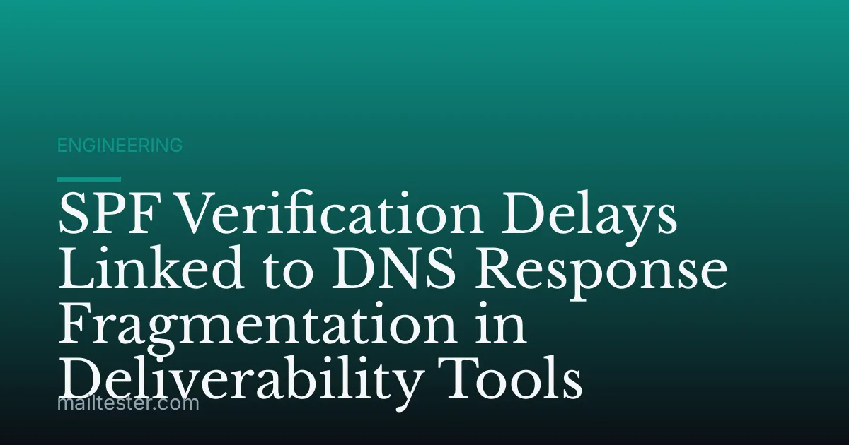 SPF Verification Delays Linked to DNS Response Fragmentation in Deliverability Tools