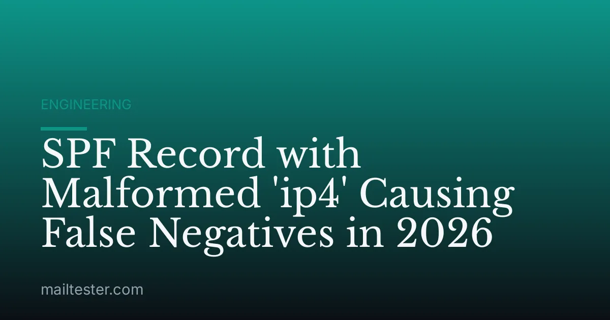 SPF Record with Malformed 'ip4' Causing False Negatives in 2026