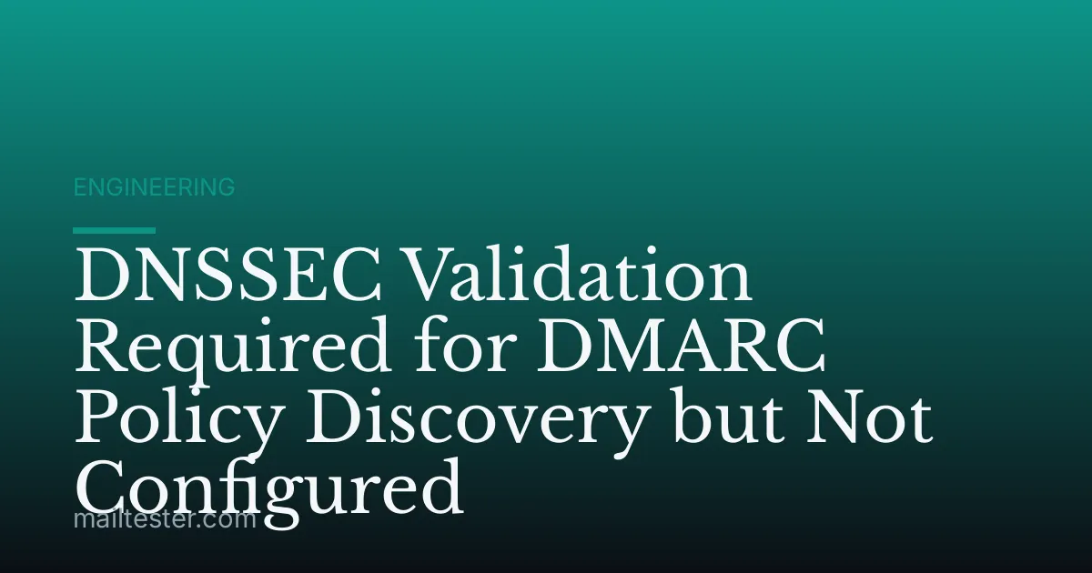 DNSSEC Validation Required for DMARC Policy Discovery but Not Configured