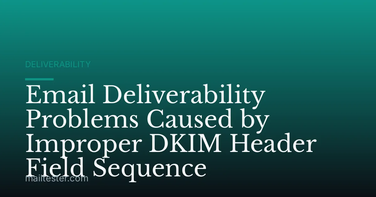 Email Deliverability Problems Caused by Improper DKIM Header Field Sequence