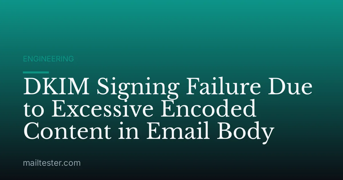 DKIM Signing Failure Due to Excessive Encoded Content in Email Body