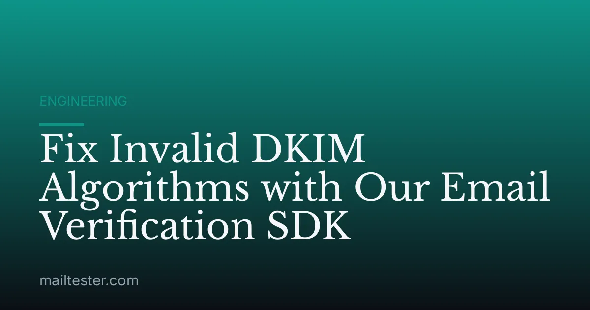 Fix Invalid DKIM Algorithms with Our Email Verification SDK