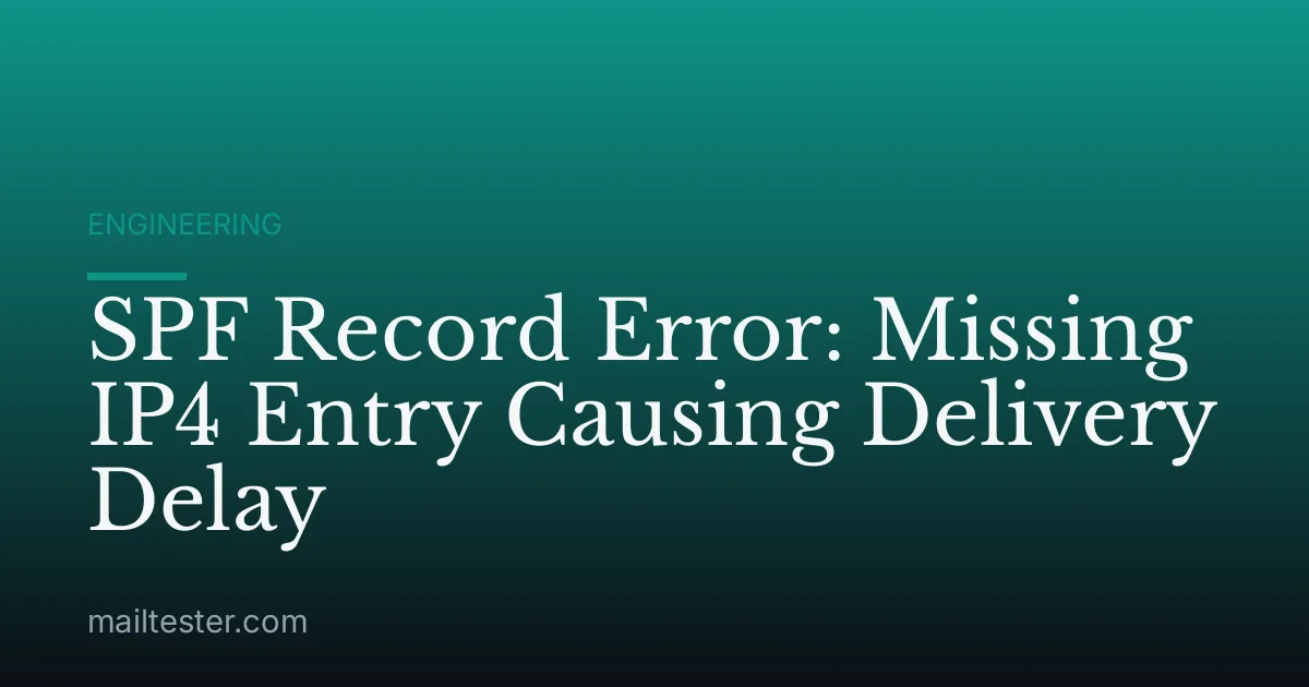 SPF Record Error: Missing IP4 Entry Causing Delivery Delay
