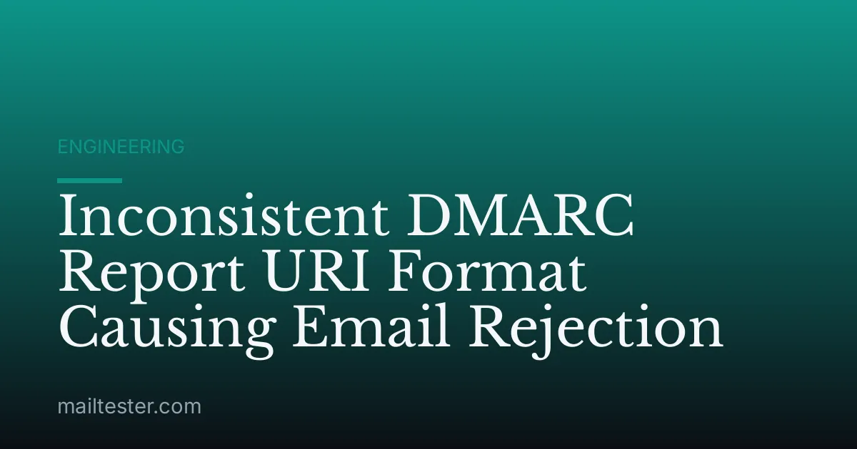 Inconsistent DMARC Report URI Format Causing Email Rejection