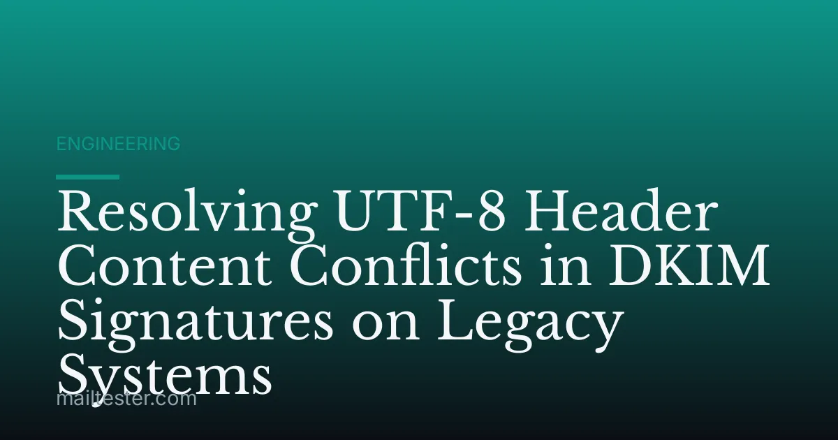 Resolving UTF-8 Header Content Conflicts in DKIM Signatures on Legacy Systems