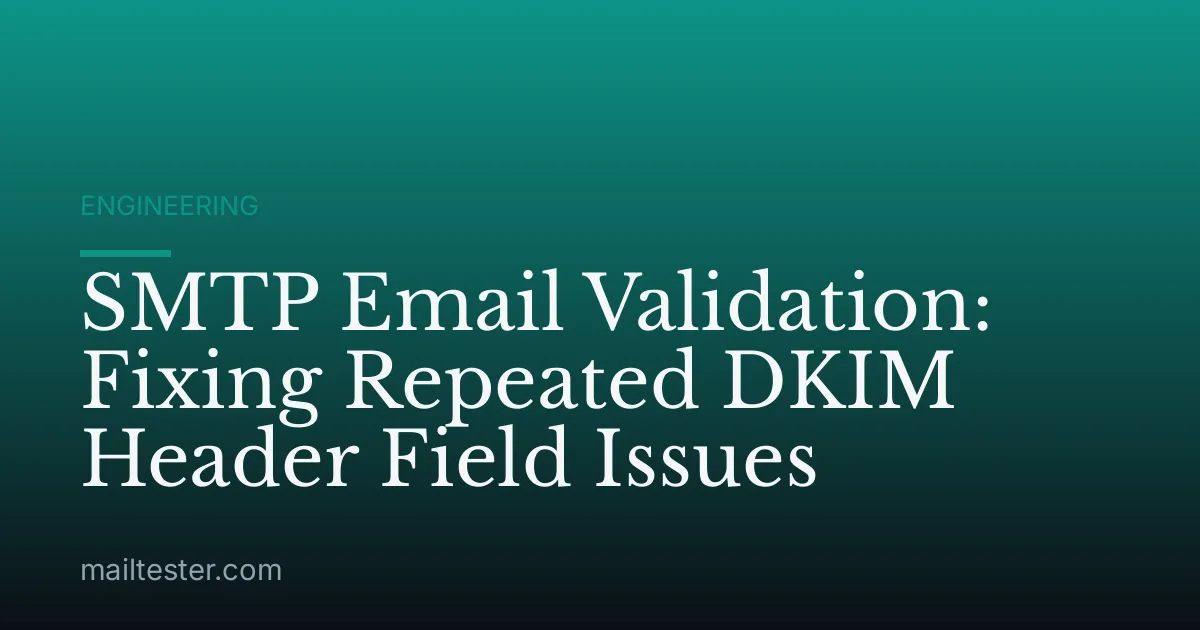 SMTP Email Validation: Fixing Repeated DKIM Header Field Issues