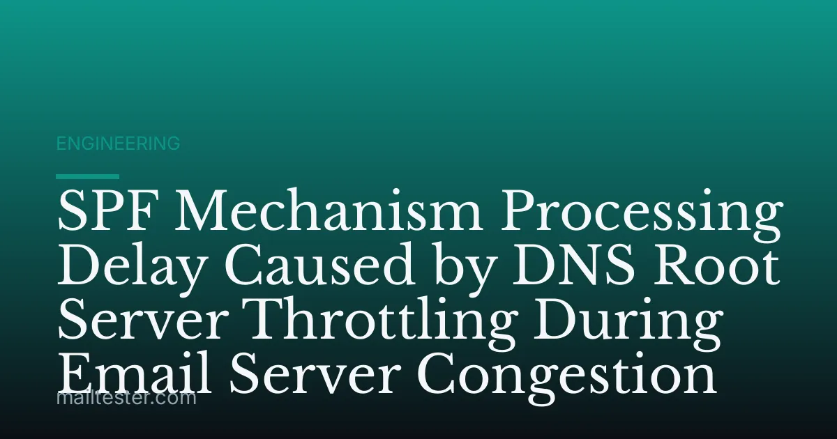 SPF Mechanism Processing Delay Caused by DNS Root Server Throttling During Email Server Congestion