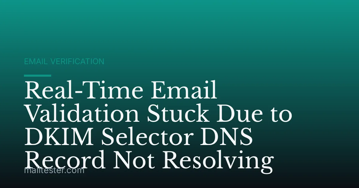 Real-Time Email Validation Stuck Due to DKIM Selector DNS Record Not Resolving