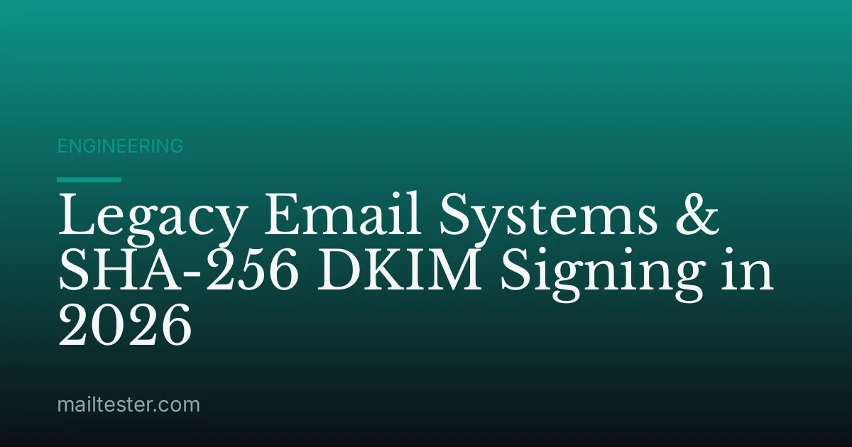 Legacy Email Systems & SHA-256 DKIM Signing in 2026