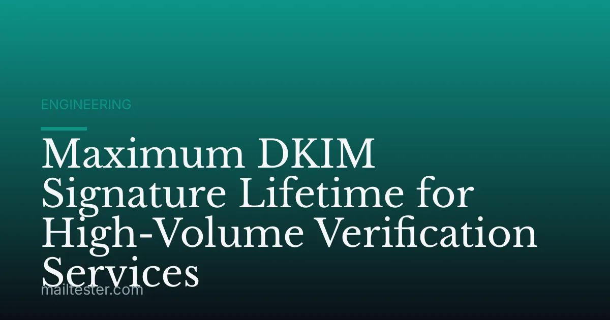 Maximum DKIM Signature Lifetime for High-Volume Verification Services