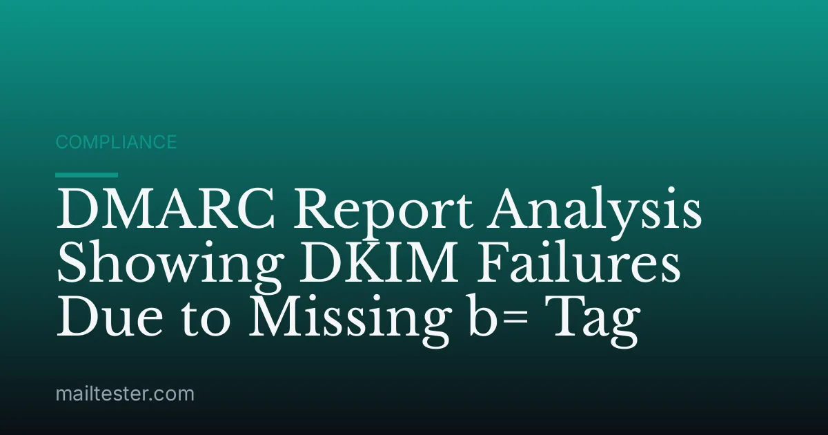 DMARC Report Analysis Showing DKIM Failures Due to Missing b= Tag