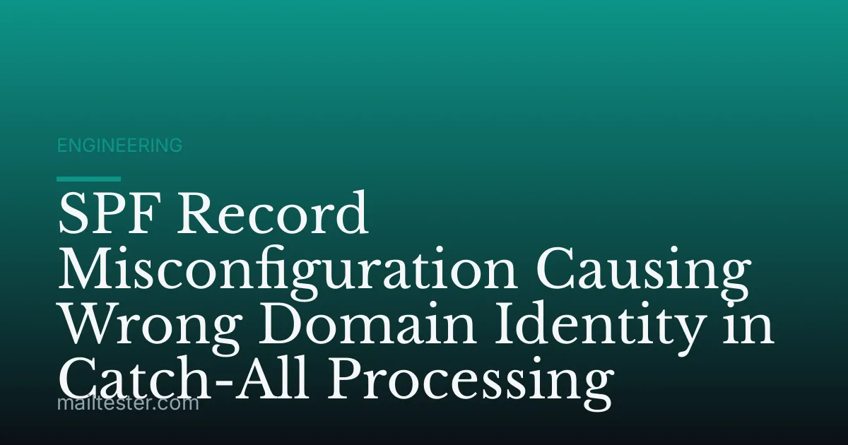 SPF Record Misconfiguration Causing Wrong Domain Identity in Catch-All Processing
