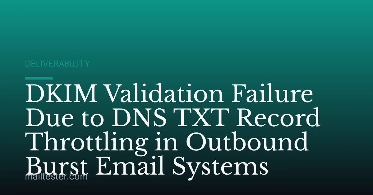 DKIM Validation Failure Due to DNS TXT Record Throttling in Outbound Burst Email Systems