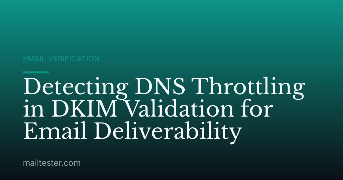 Detecting DNS Throttling in DKIM Validation for Email Deliverability