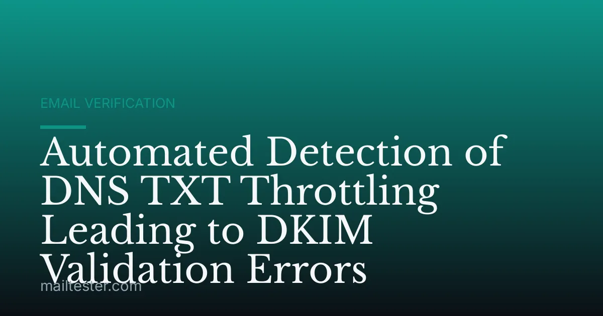 Automated Detection of DNS TXT Throttling Leading to DKIM Validation Errors