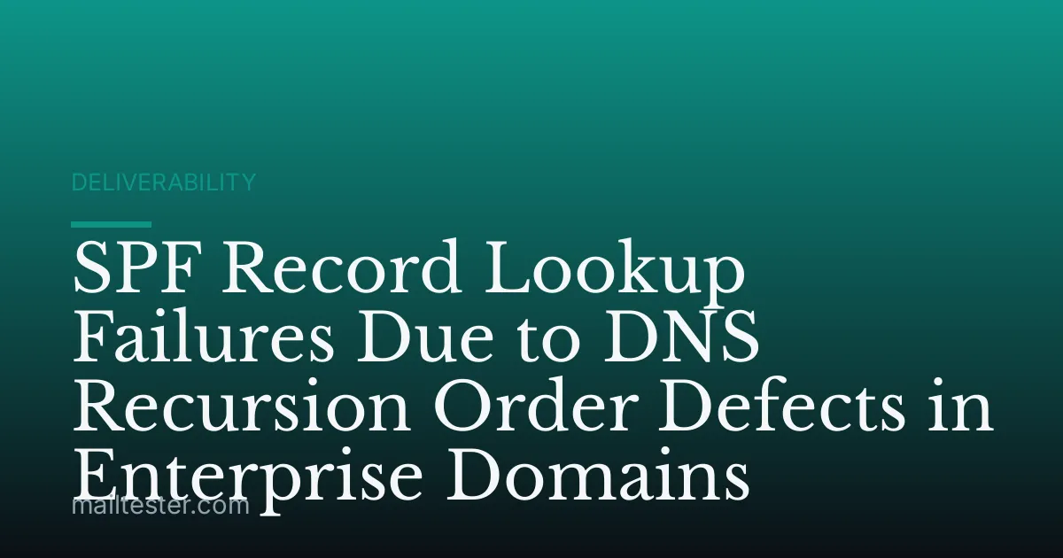 SPF Record Lookup Failures Due to DNS Recursion Order Defects in Enterprise Domains