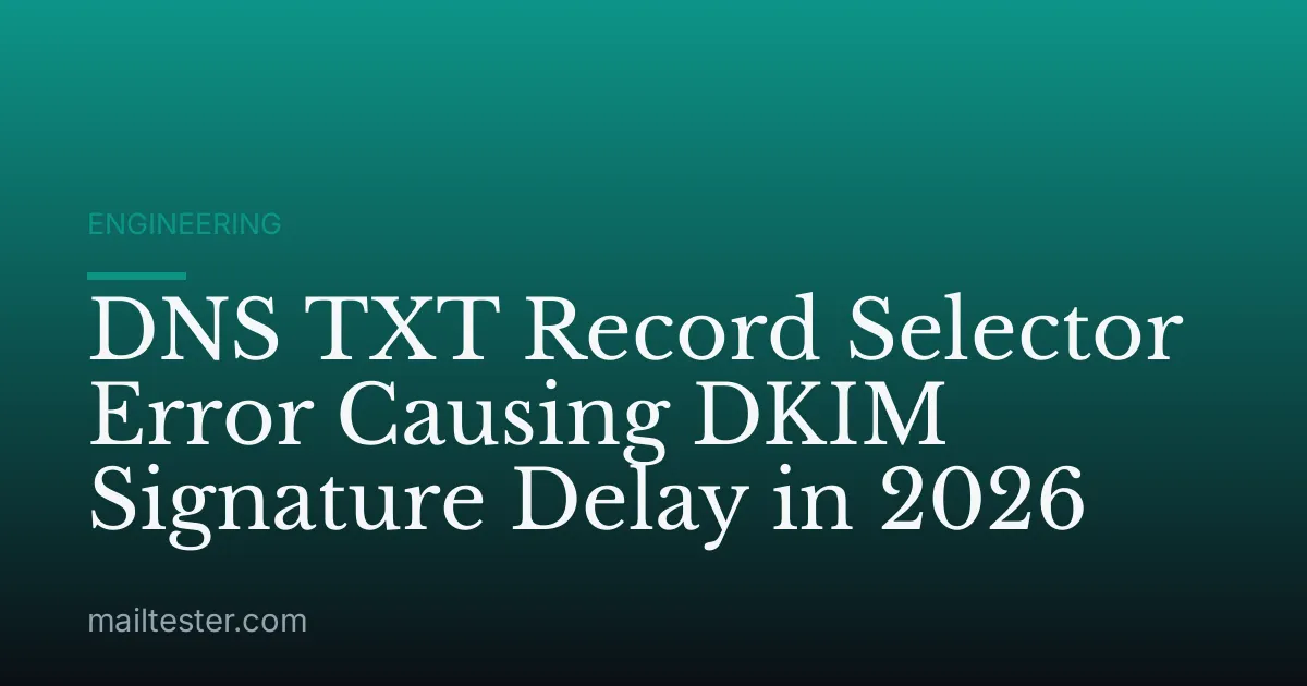 DNS TXT Record Selector Error Causing DKIM Signature Delay in 2026