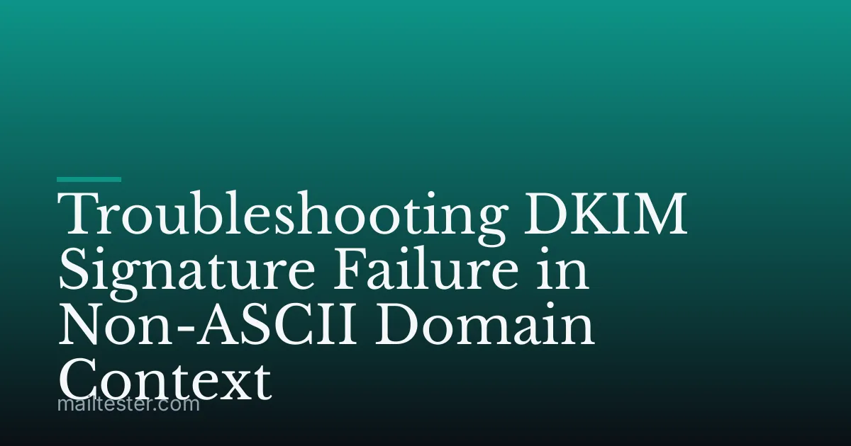 Troubleshooting DKIM Signature Failure in Non-ASCII Domain Context