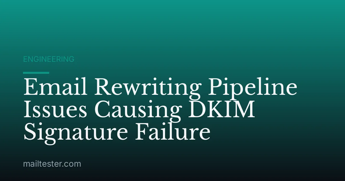 Email Rewriting Pipeline Issues Causing DKIM Signature Failure