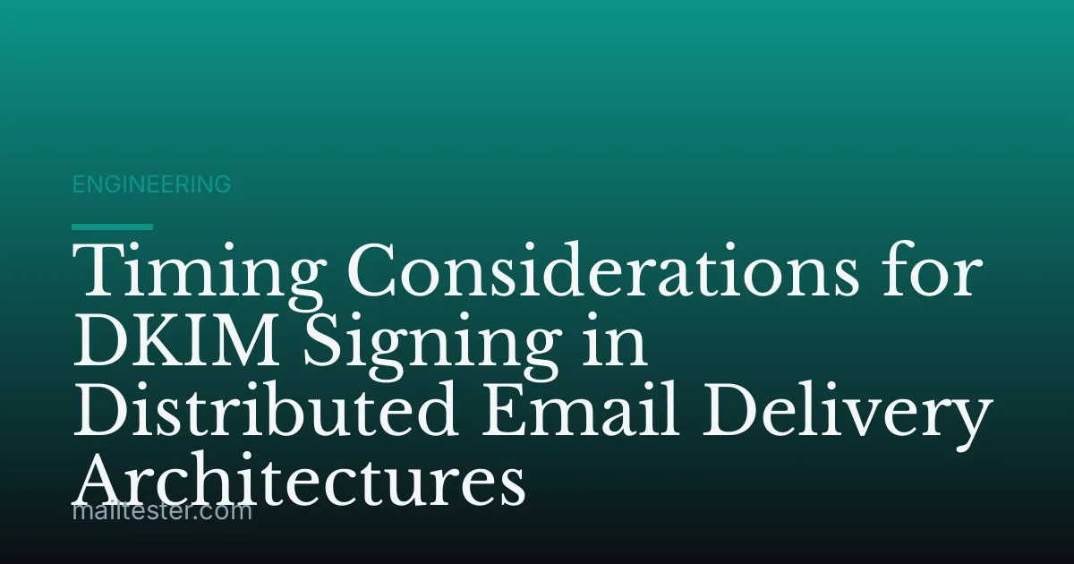 Timing Considerations for DKIM Signing in Distributed Email Delivery Architectures