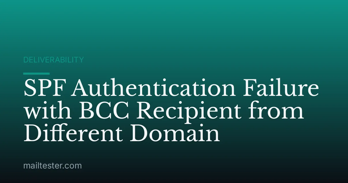 SPF Authentication Failure with BCC Recipient from Different Domain