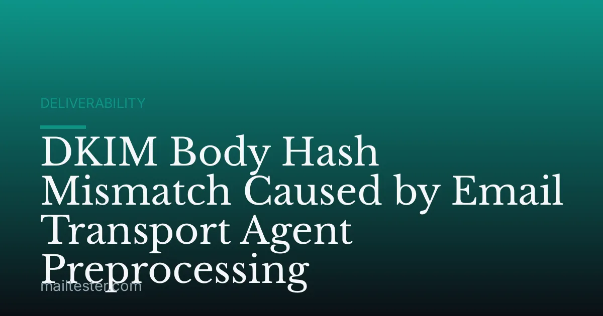 DKIM Body Hash Mismatch Caused by Email Transport Agent Preprocessing
