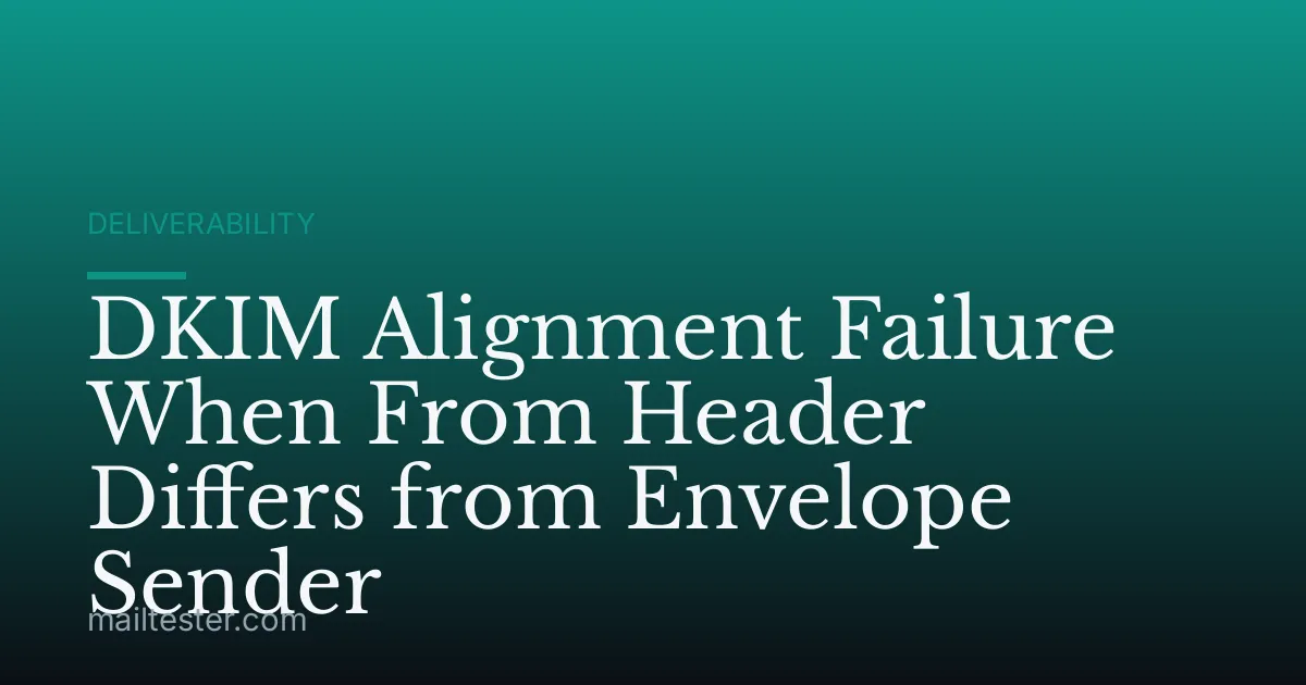 DKIM Alignment Failure When From Header Differs from Envelope Sender