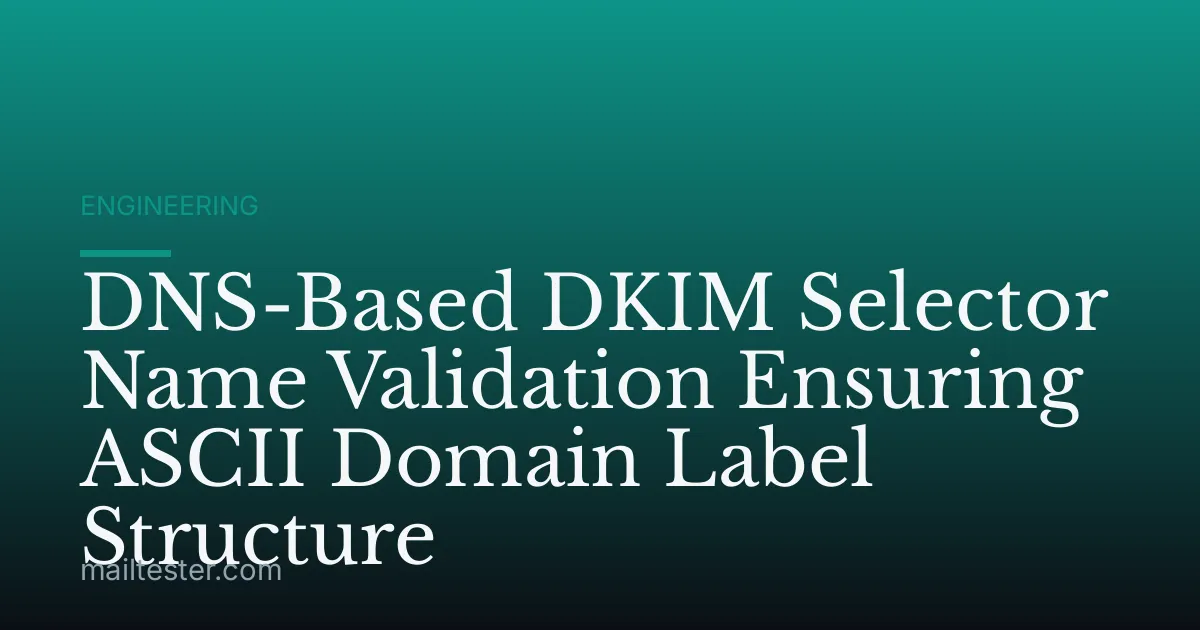 DNS-Based DKIM Selector Name Validation Ensuring ASCII Domain Label Structure