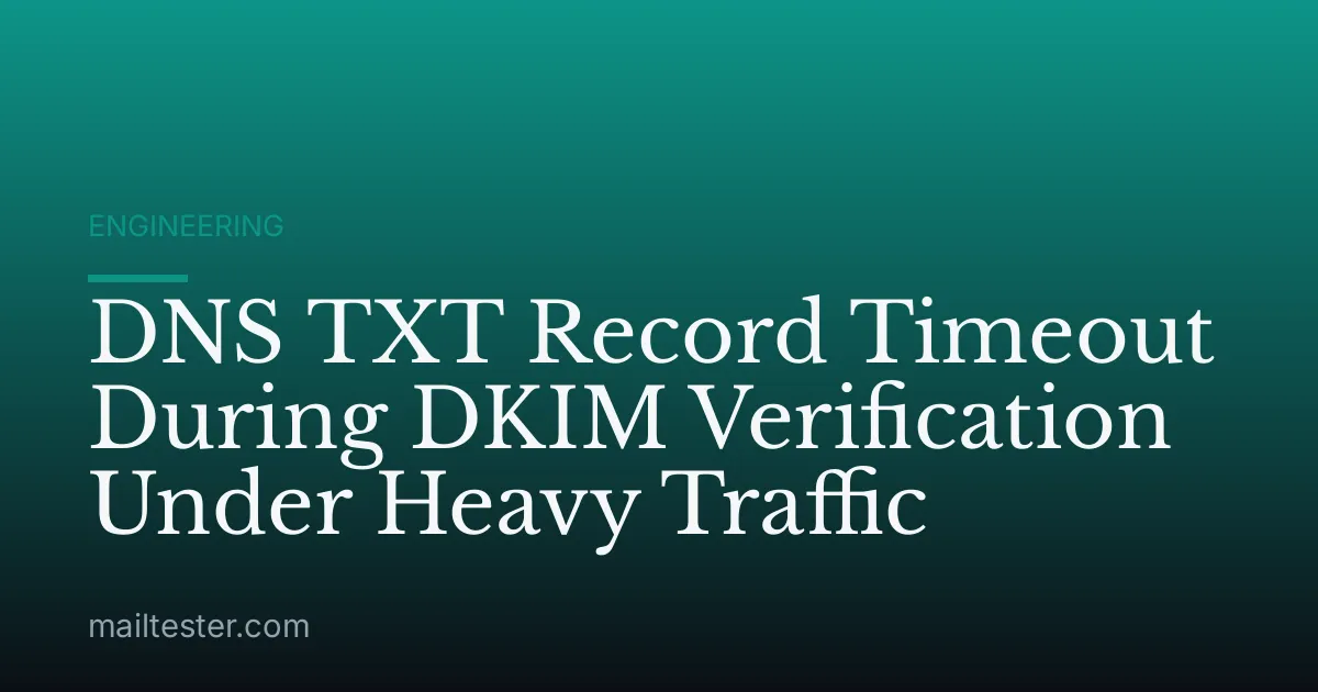 DNS TXT Record Timeout During DKIM Verification Under Heavy Traffic