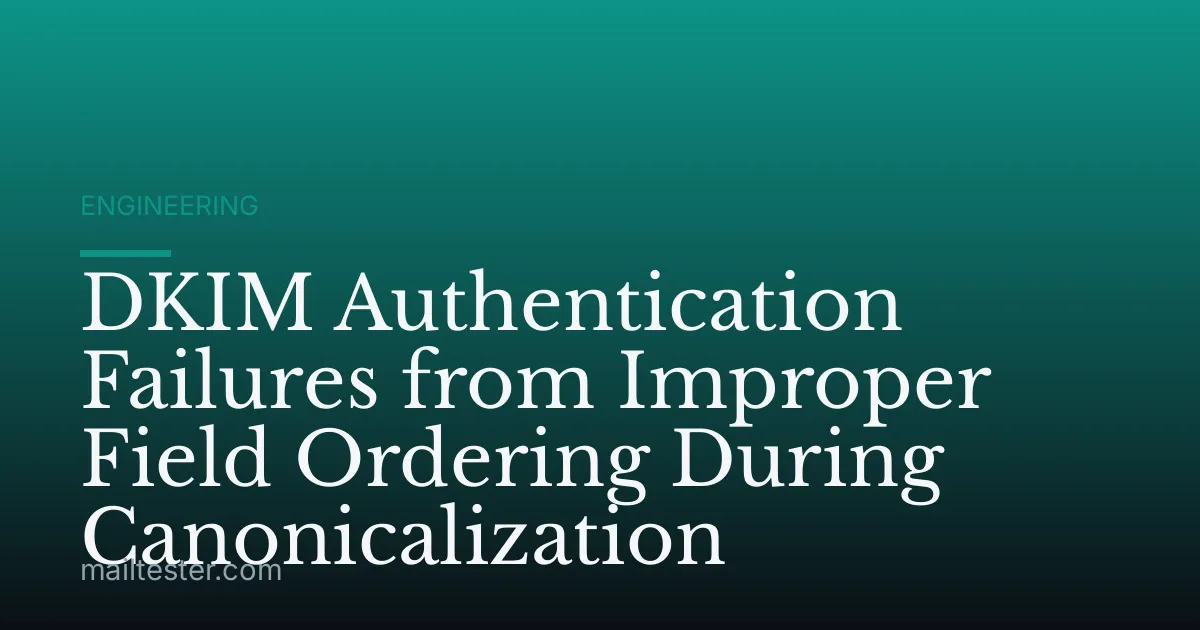 DKIM Authentication Failures from Improper Field Ordering During Canonicalization