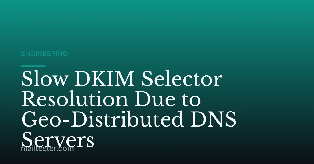 Slow DKIM Selector Resolution Due to Geo-Distributed DNS Servers
