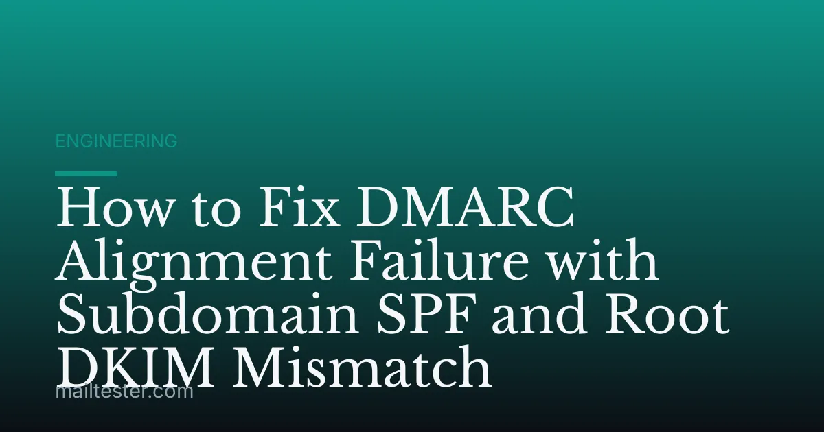 How to Fix DMARC Alignment Failure with Subdomain SPF and Root DKIM Mismatch