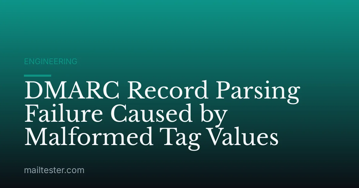 DMARC Record Parsing Failure Caused by Malformed Tag Values