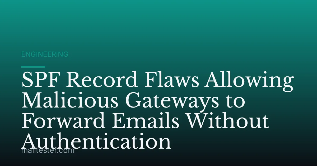 SPF Record Flaws Allowing Malicious Gateways to Forward Emails Without Authentication