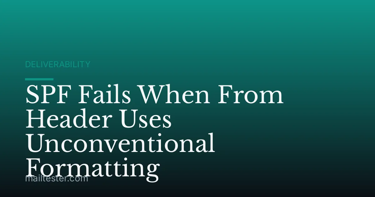 SPF Fails When From Header Uses Unconventional Formatting