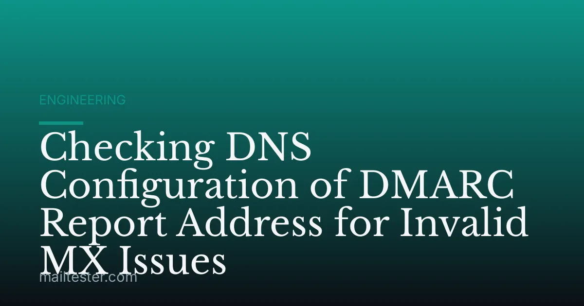 Checking DNS Configuration of DMARC Report Address for Invalid MX Issues
