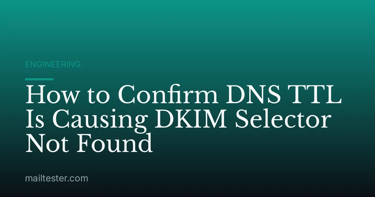 How to Confirm DNS TTL Is Causing DKIM Selector Not Found