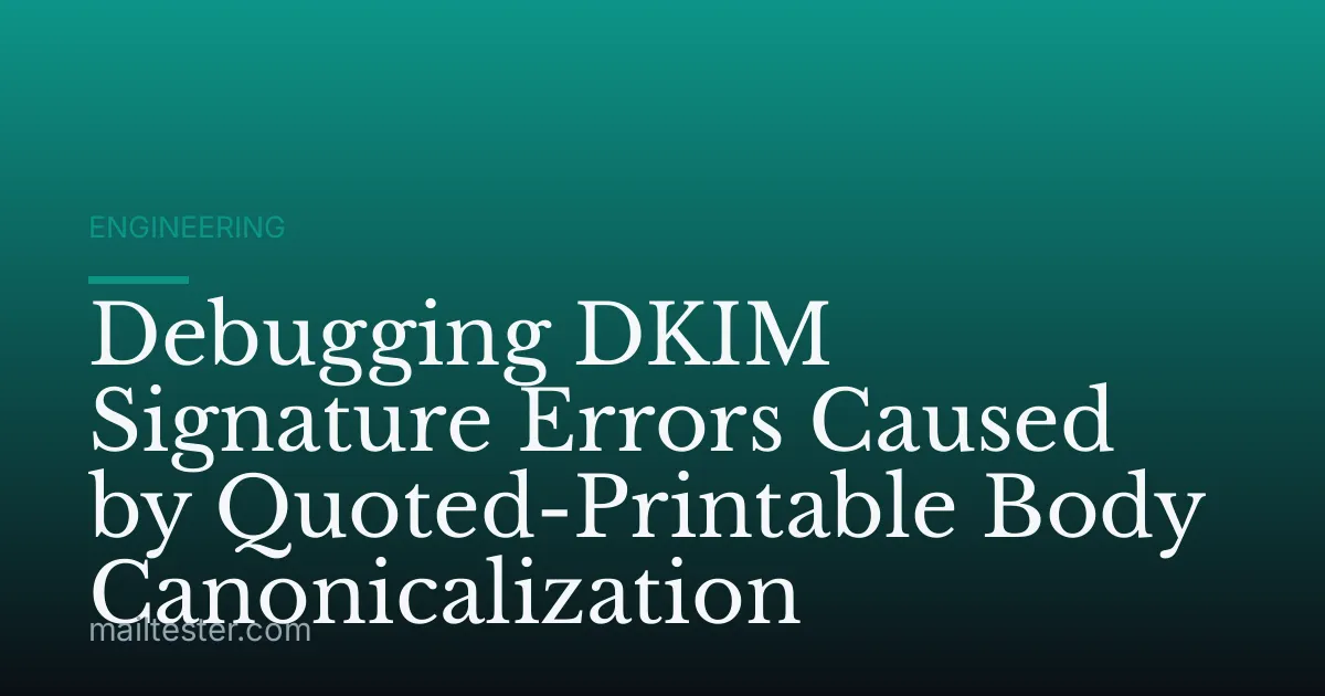 Debugging DKIM Signature Errors Caused by Quoted-Printable Body Canonicalization