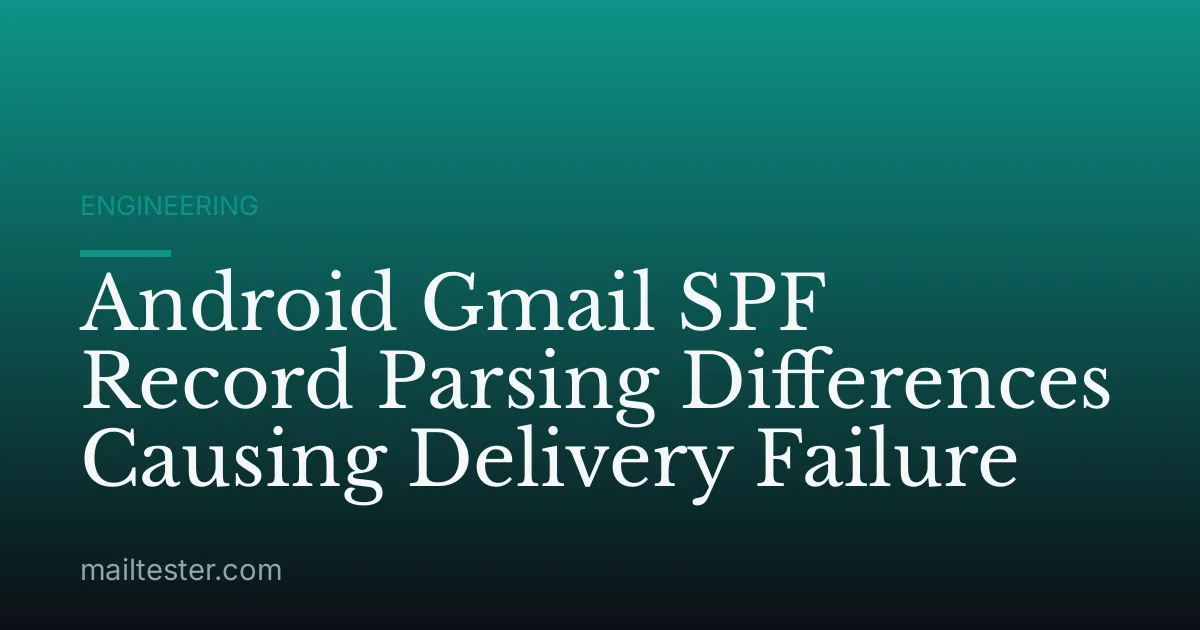 Android Gmail SPF Record Parsing Differences Causing Delivery Failure