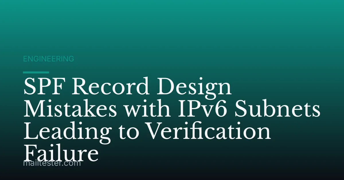 SPF Record Design Mistakes with IPv6 Subnets Leading to Verification Failure