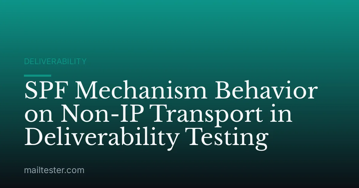 SPF Mechanism Behavior on Non-IP Transport in Deliverability Testing