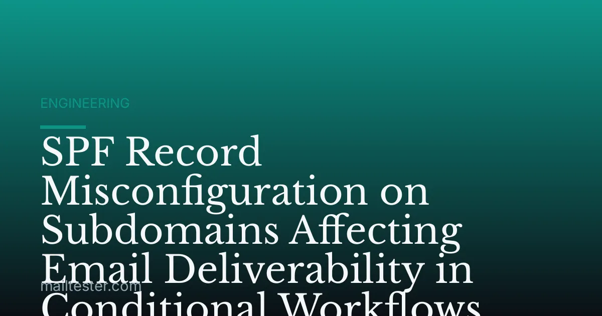 SPF Record Misconfiguration on Subdomains Affecting Email Deliverability in Conditional Workflows