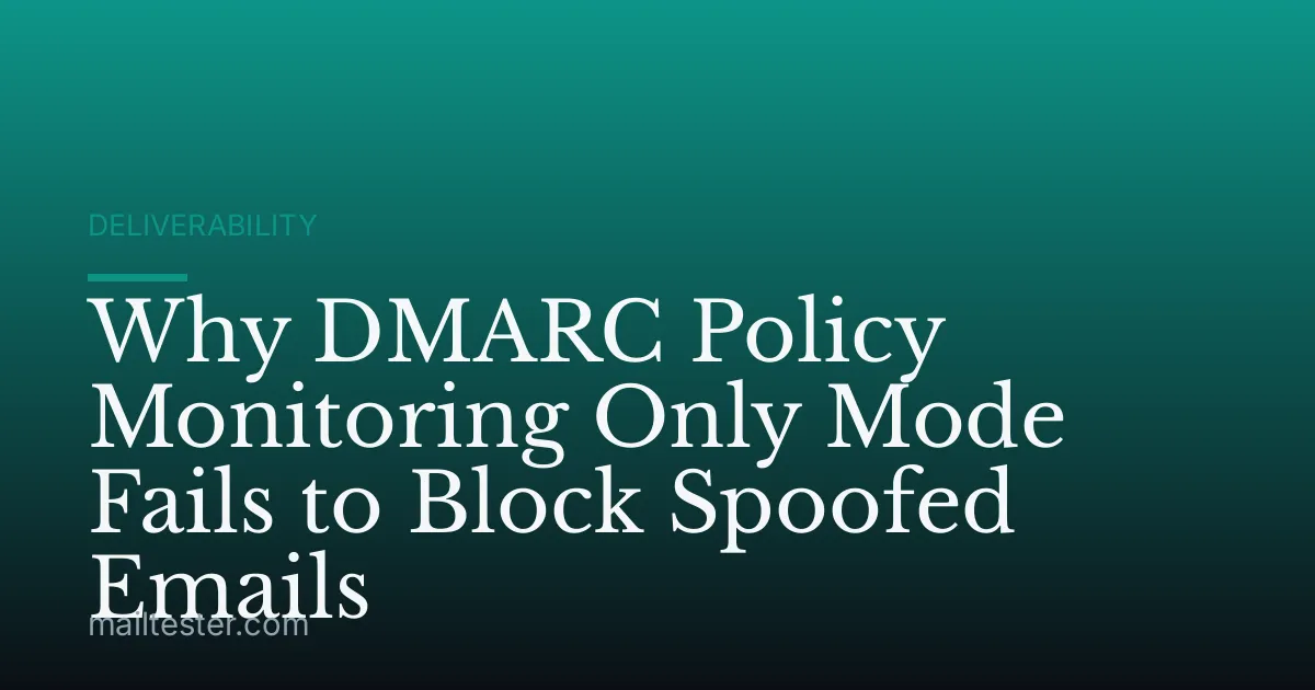 Why DMARC Policy Monitoring Only Mode Fails to Block Spoofed Emails