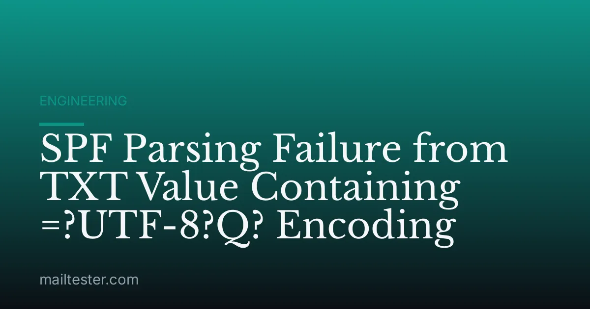 SPF Parsing Failure from TXT Value Containing =?UTF-8?Q? Encoding