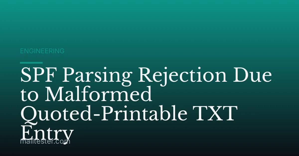 SPF Parsing Rejection Due to Malformed Quoted-Printable TXT Entry
