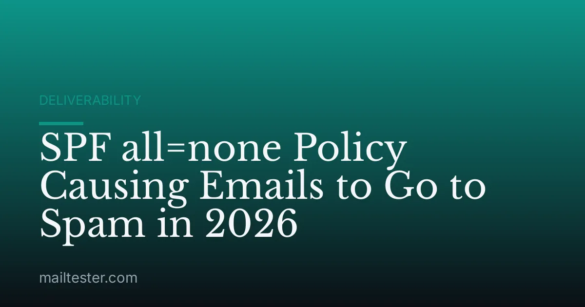 SPF all=none Policy Causing Emails to Go to Spam in 2026