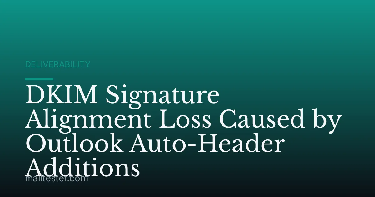 DKIM Signature Alignment Loss Caused by Outlook Auto-Header Additions