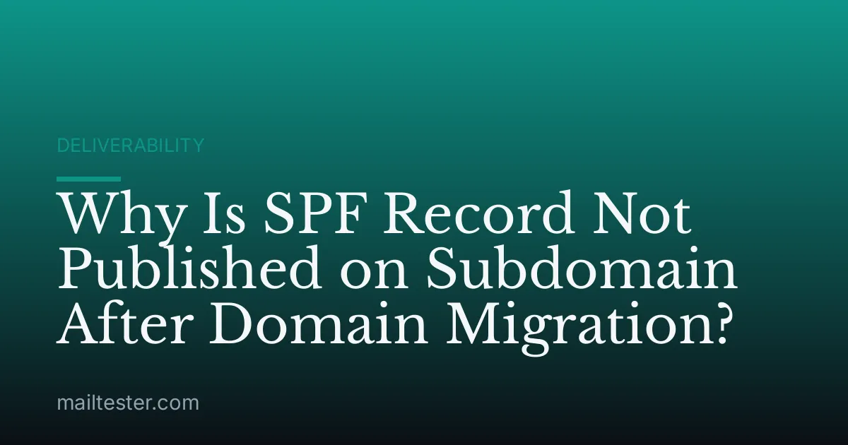 Why Is SPF Record Not Published on Subdomain After Domain Migration?
